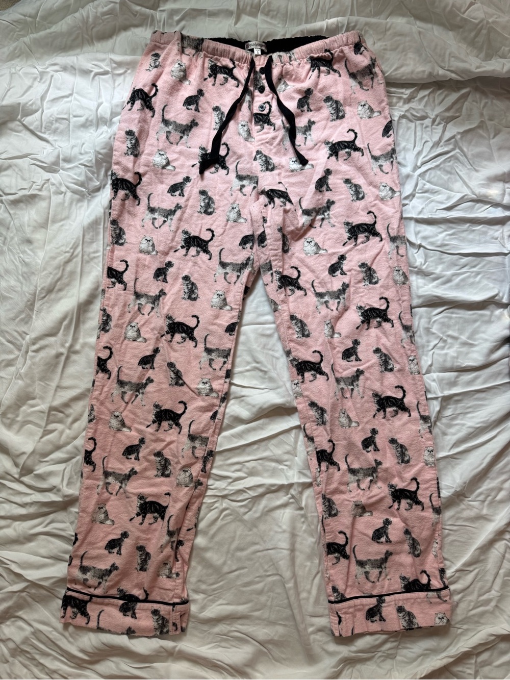 Pink Cat-Print Pajama Set